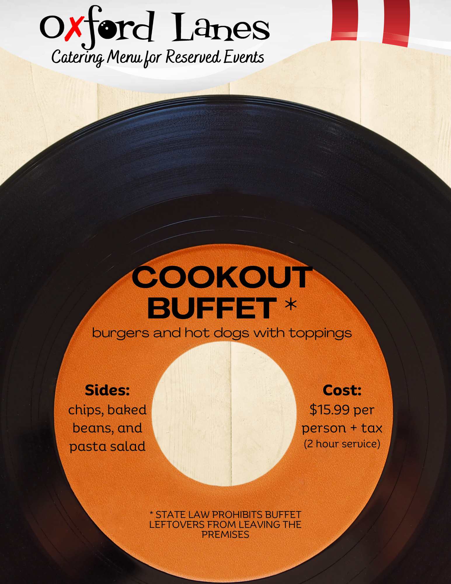 Oxford Lanes Catering Cookout Menu