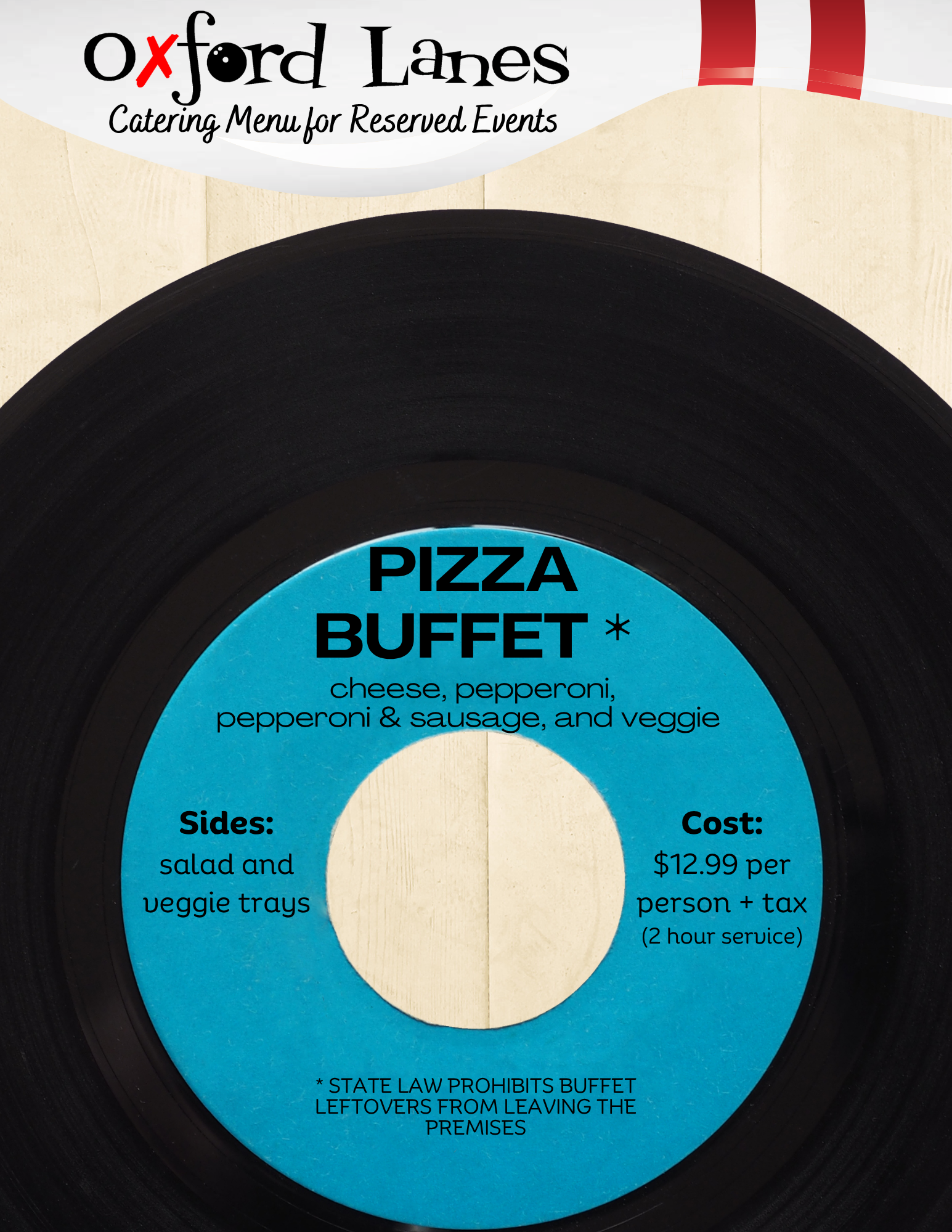 Oxford Lanes Catering Pizza Menu