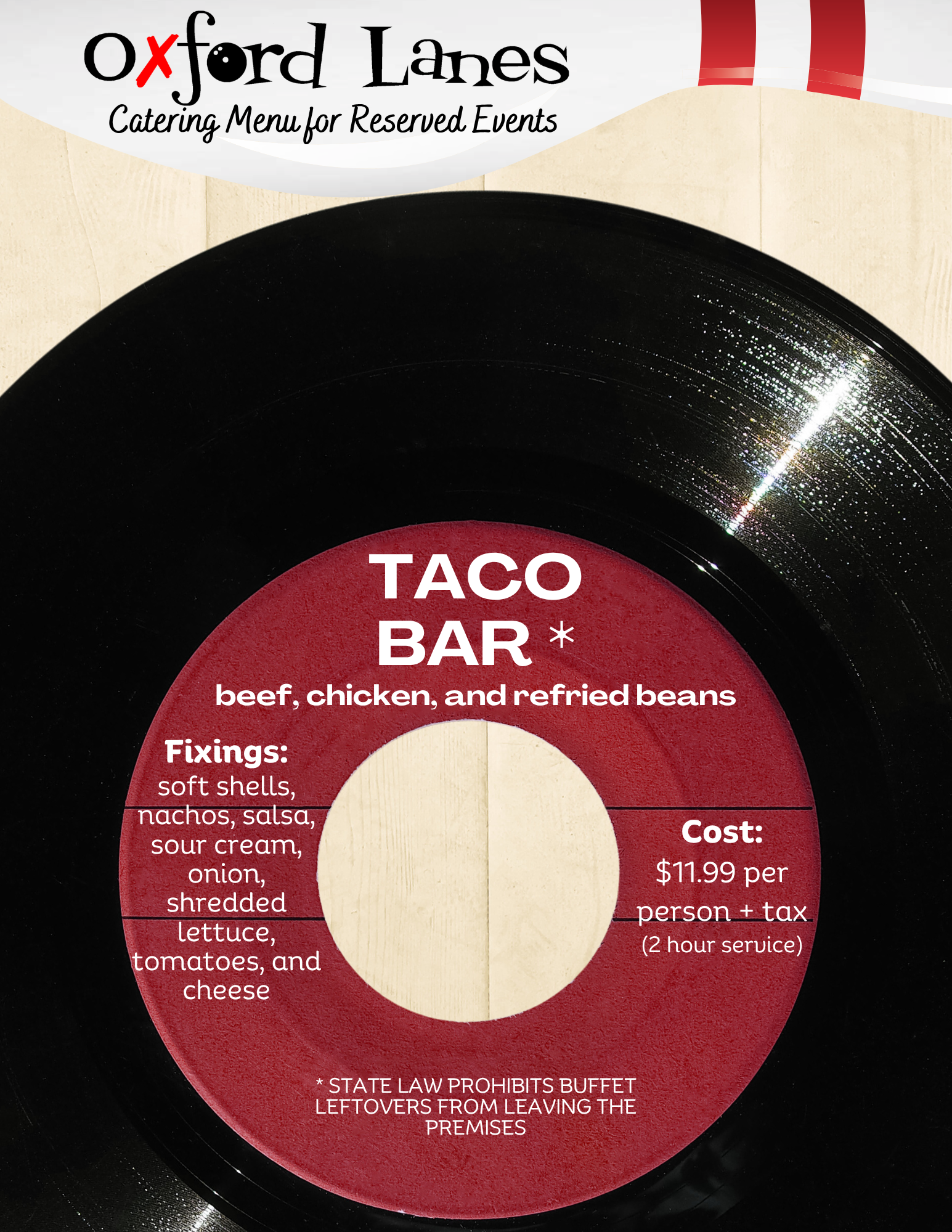 Oxford Lanes Catering Taco Bar Menu